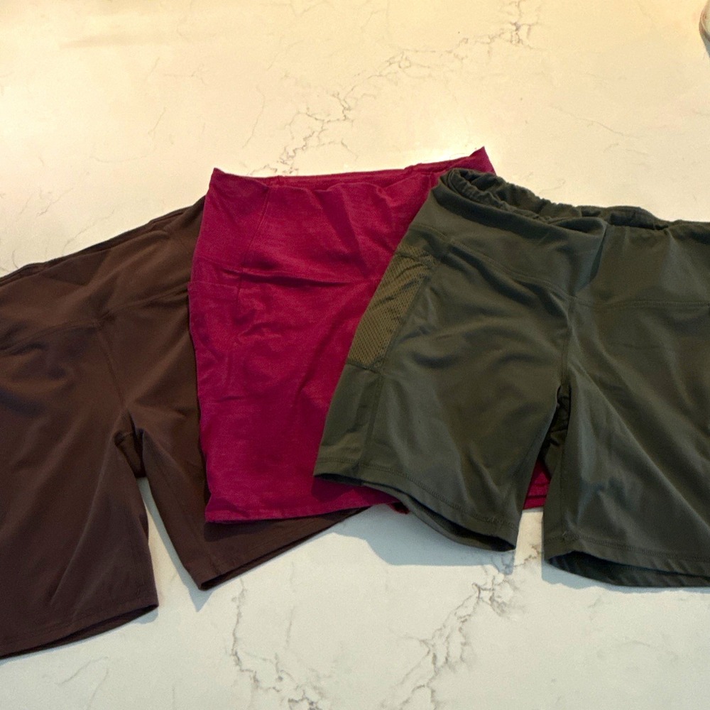 All in Motion Women's Biker Shorts Lot of 3 Size S Pockets Pull-On Stretch